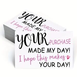 Thank You Cards with Pink and Black Text, NEW